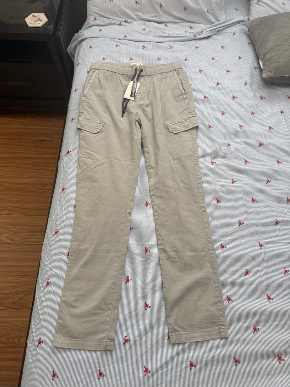 Men's Cargo Pants with Drawstring Waist - Light Beige